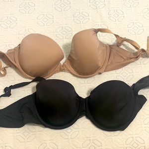 Nude and black dkny bras, size 32C. Black bra is convertible